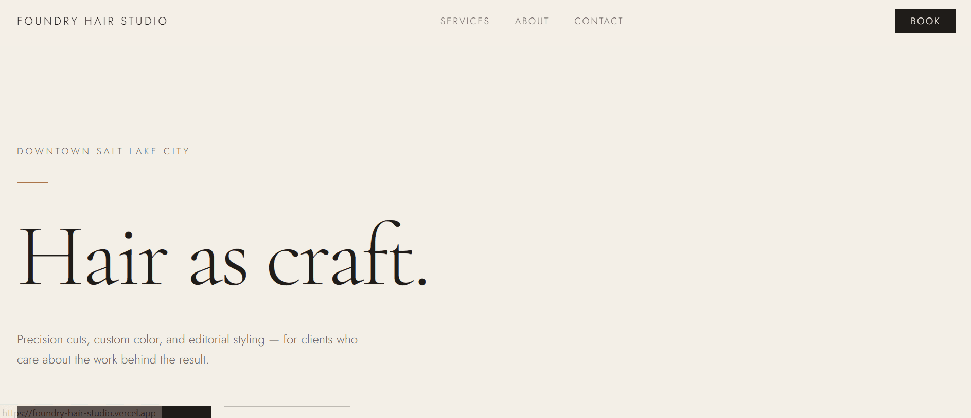 Foundry Hair Studio website